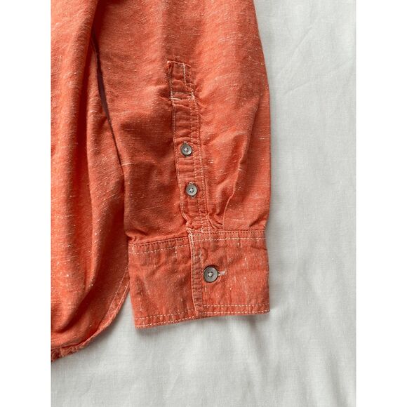 Women's Long Sleeve Button Down 100% Cotton Peachy/Orange Shirt, Size Medium - Picture 3 of 8